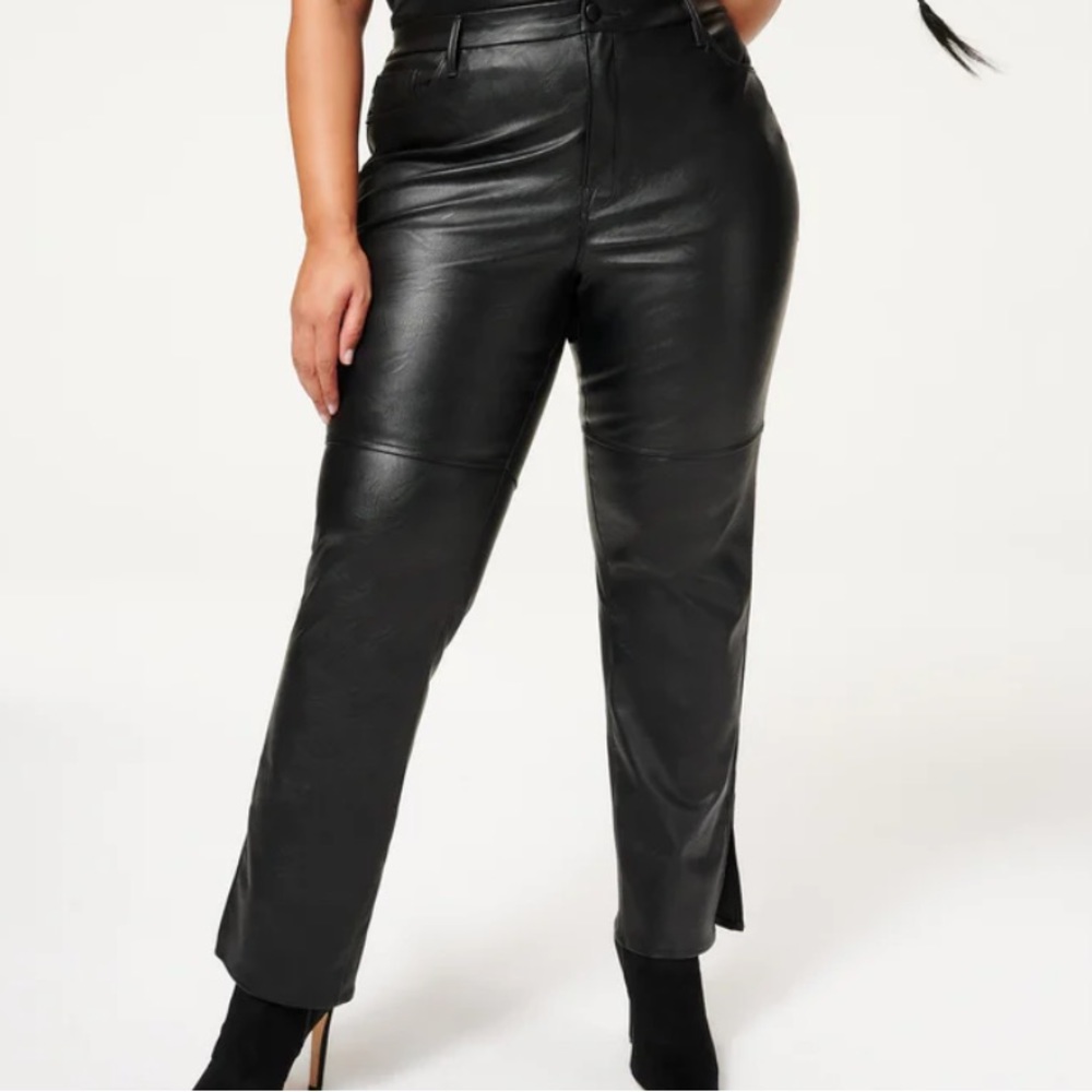Good American Black leather pants sz 22